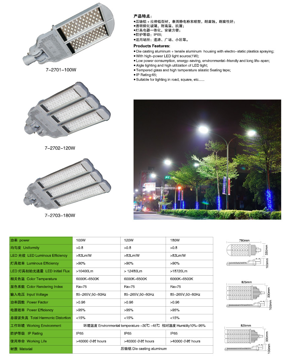 180wled路灯头7-2701-100W-120W-180W