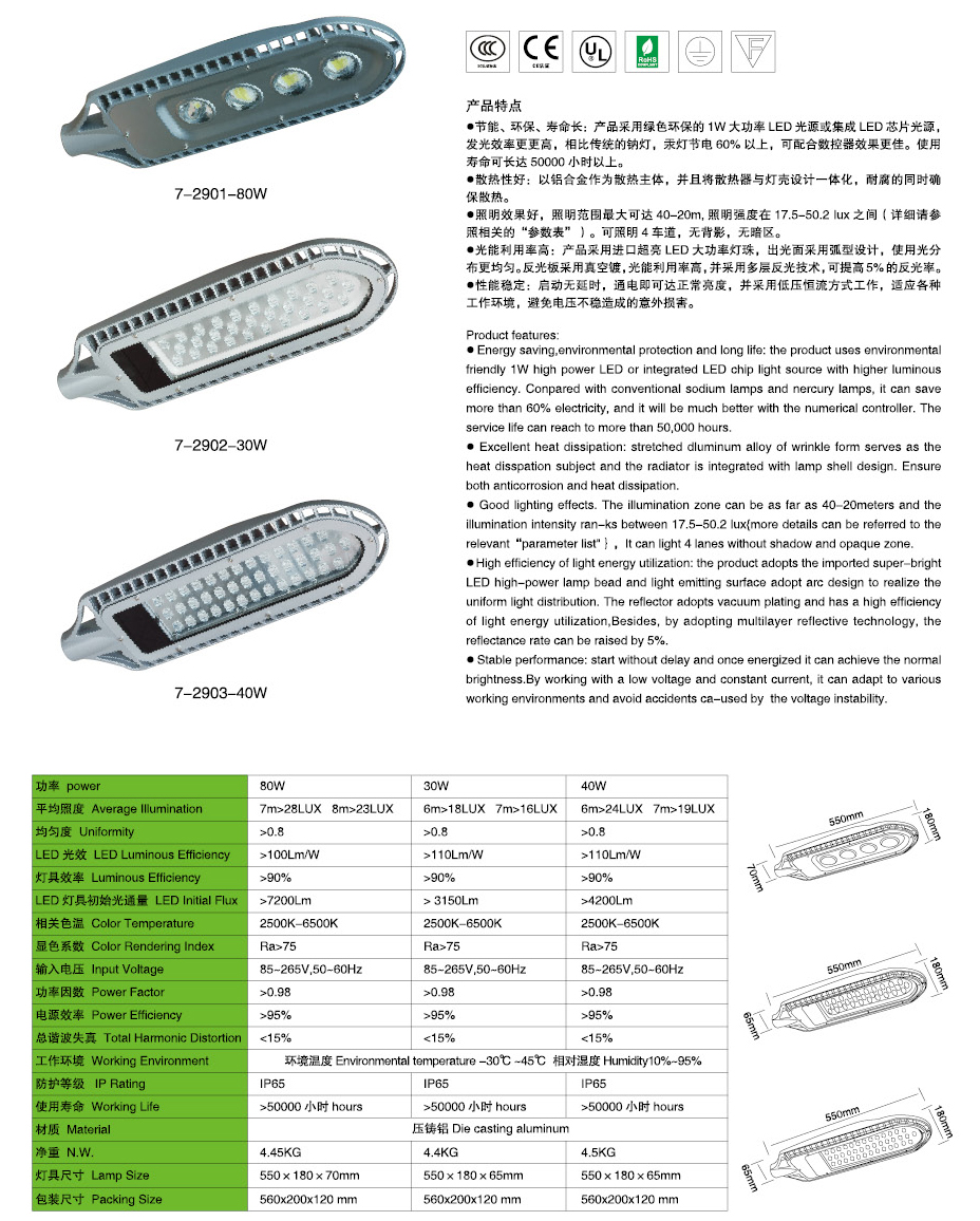 30wled路灯灯头7-2901-80W-30W-40W